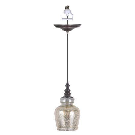 Instant Pendant Recessed Light Conversion Kit Brushed Bronze Mercury Glass Shade PKN-5572-0111 - Worth Home Products