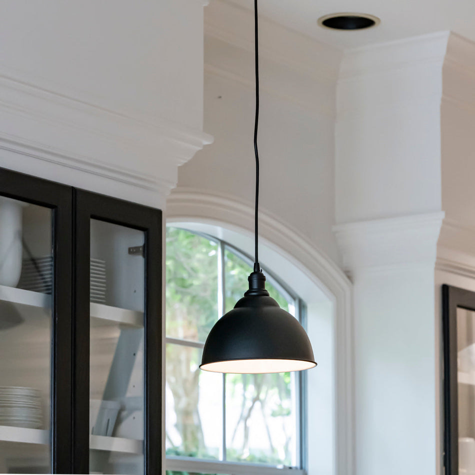 Instant Pendant Recessed Light Conversion Kit Matte Black with Dome Shade PKN-7363-8090 - Worth Home Products