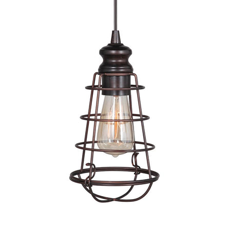 PBN-6257-0011 - Worth Home Products - Small Farmhouse Bronze Cage Instant Pendant Recessed Can Light