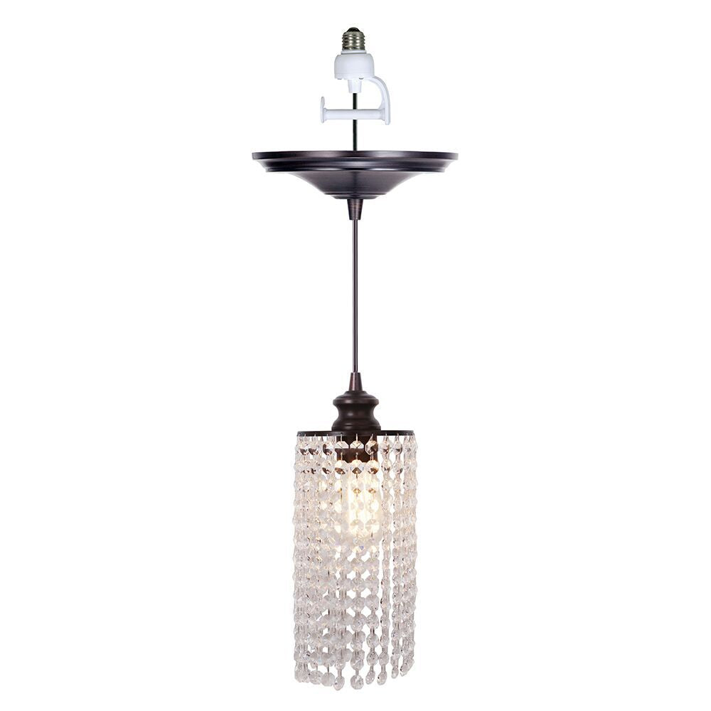 Worth Home Products - Brushed Bronze Descending Crystal luxury Instant Pendant Light - Can light to pendant light Conversion kit for kitchen island, breakfast nook, dinig room, living room and home office - PBN-3933-0011