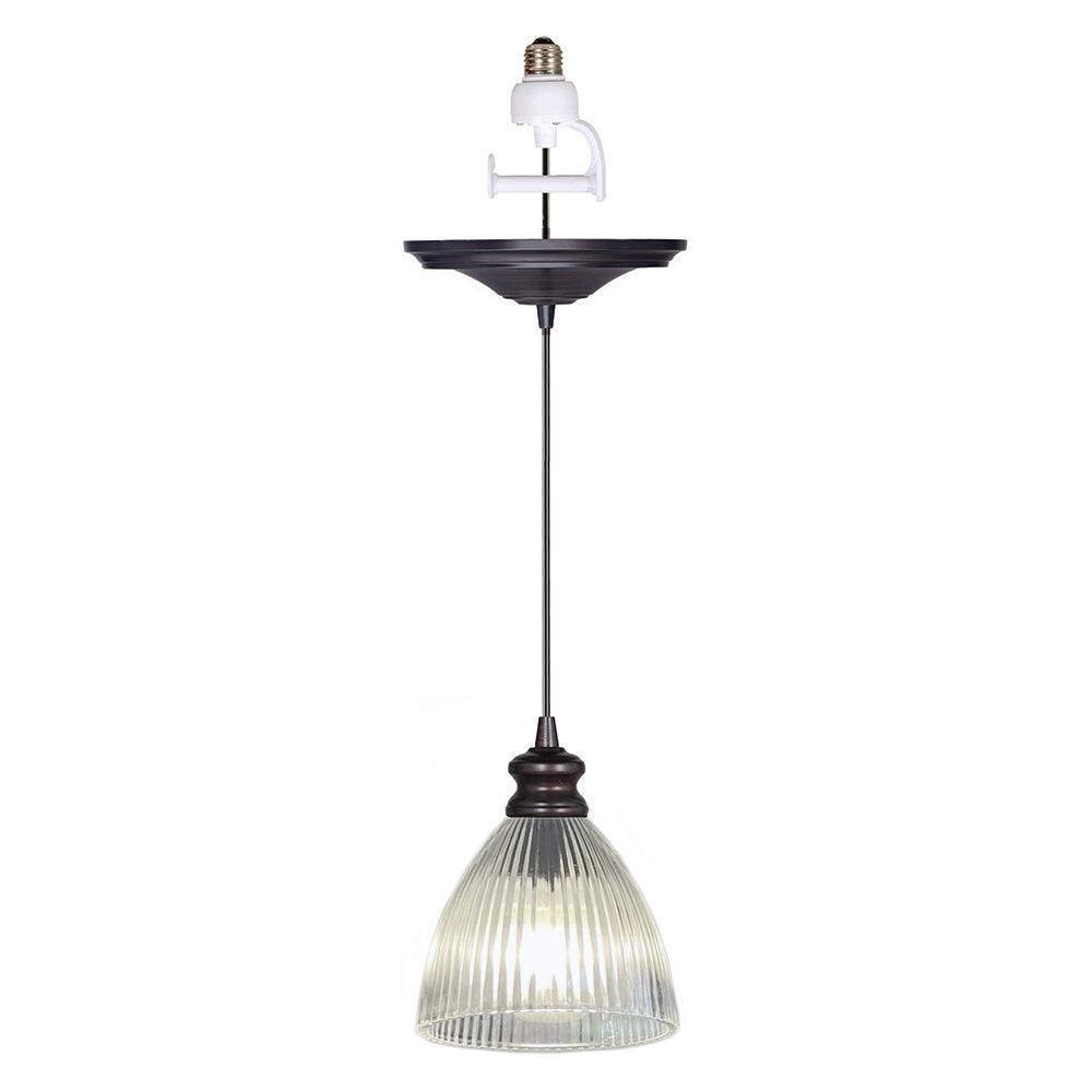 Ribbed Halophane Brushed Bronze Instant Pendant Conversion Kit