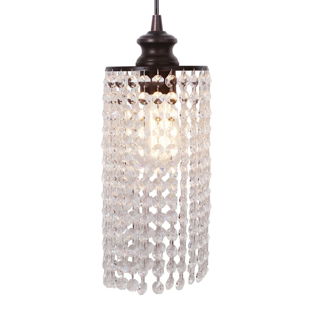 Worth Home Products - Brushed Bronze Descending Crystal luxury Instant Pendant Light - Can light to pendant light Conversion kit for kitchen island, breakfast nook, dinig room, living room and home office - PBN-3933-0011